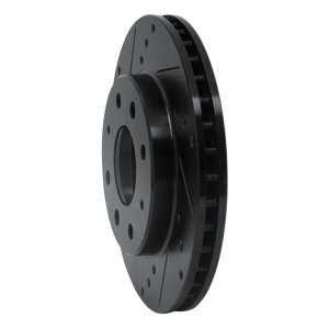 Dodge Colt Brake Rotor (1) - Front Left - R1 Concepts - Drilled & Slotted - Black - `88-`07